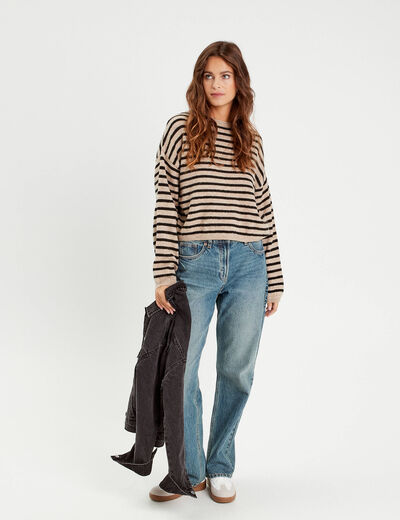 Pull manches longues sable femme