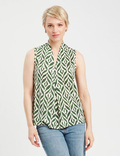 Blouse sans manches blanc femme