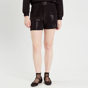 short ajuste avec sequins noir femme Short ajusté avec sequins noir femme