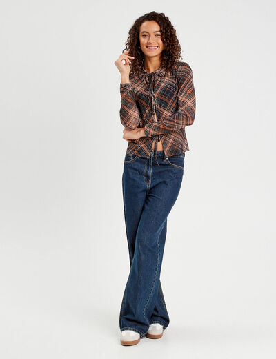 Blouse avec noeuds marron foncé femme