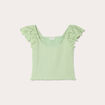 T-shirt smocké avec broderie vert clair femme
