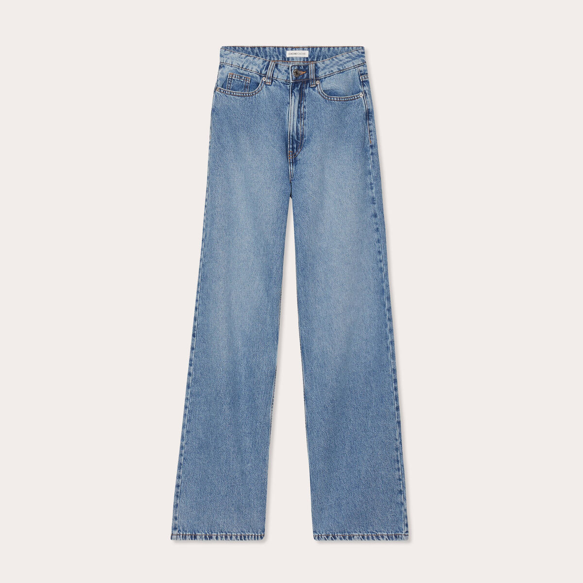 Jeans wide leg taille haute denim double stone femme