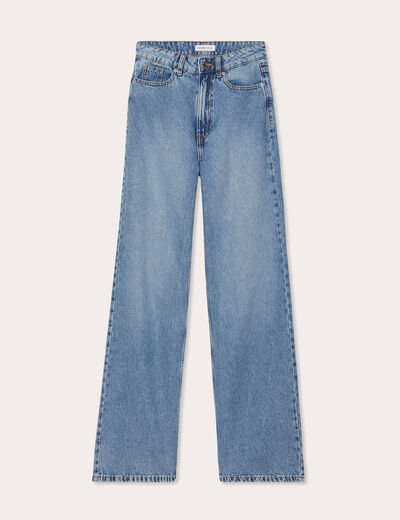 Jeans wide leg taille haute denim double stone femme