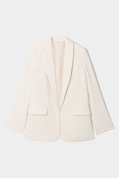 Veste blazer col châle ecru femme