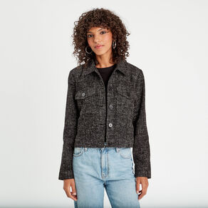 veste boutonnee tweed noir femme Veste boutonnée tweed noir femme