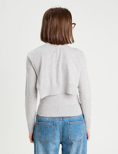 Pull effet 2-en-1 gris foncé femme