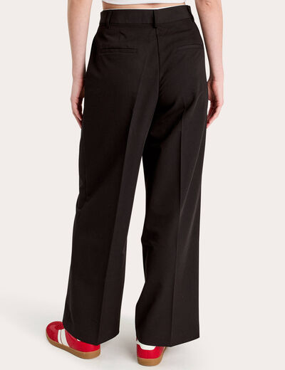 Pantalon large à pinces noir femme