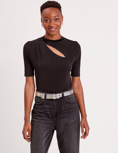 T-shirt avec ouverture noir femme