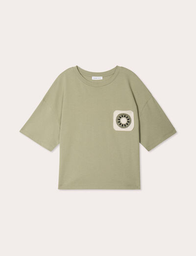 T-shirt manches courtes vert kaki femme
