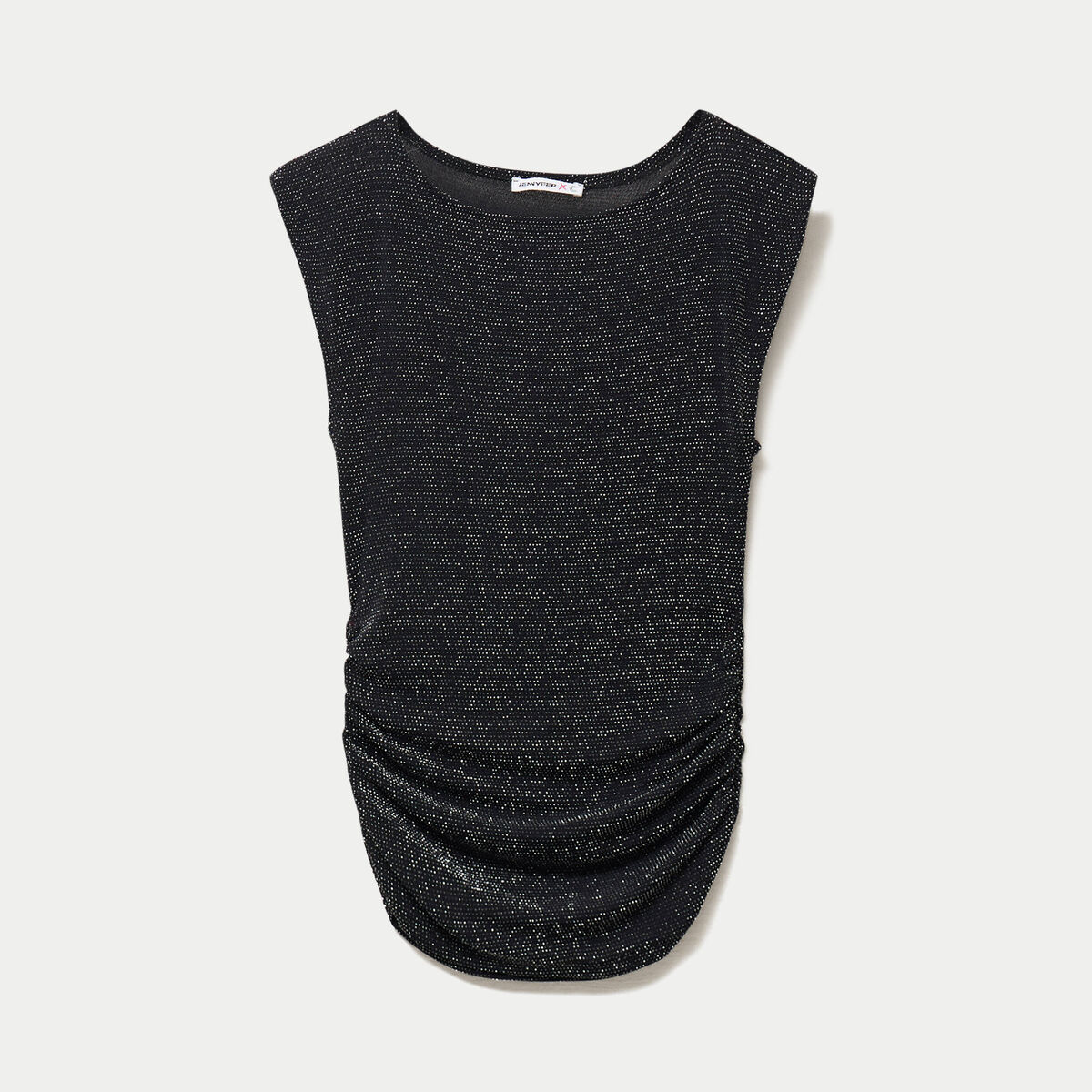 Top ajust&eacute; col rond manches courtes noir femme