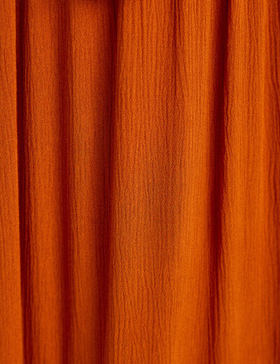 Jupe longue pliss&eacute;e &eacute;vas&eacute;e orange fonc&eacute; femme