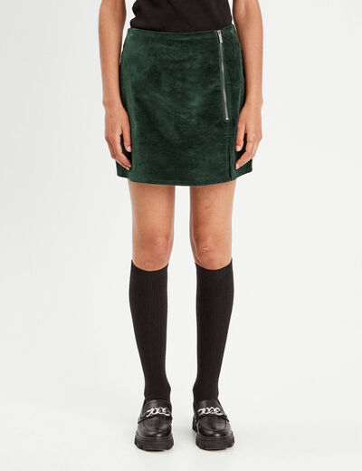 Jupe-short moulante velours vert foncé femme