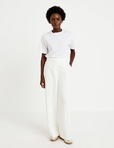 Pantalon bootcut taille standard ecru femme
