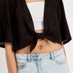 Blouse nouée cropped noir femme
