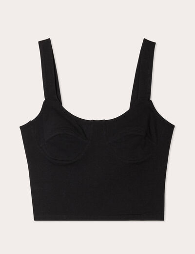 Débardeur cropped bretelles noir femme
