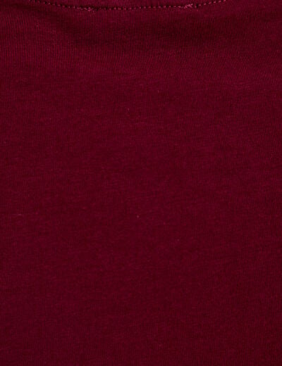T-shirt ajust&eacute; col rond manches courtes bordeaux femme