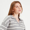 Pull manches longues col polo gris clair femme