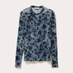 T-shirt col montant manches longues gris femme