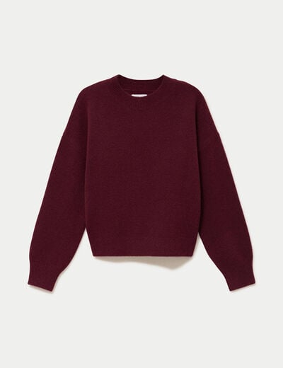 Pull col rond bordeaux femme