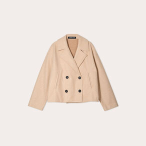 Caban court boutonné beige femme