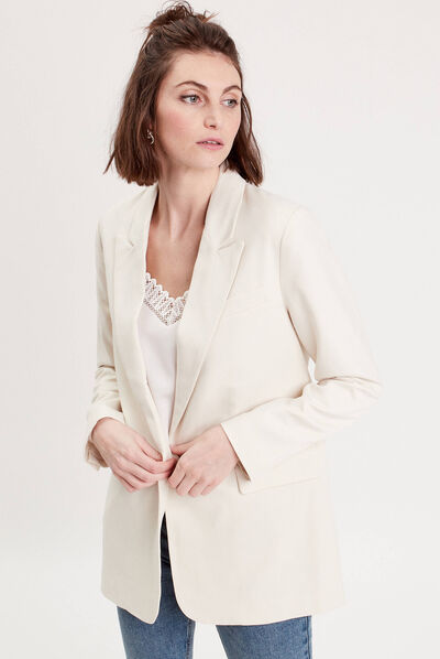 Veste blazer droite ivoire femme