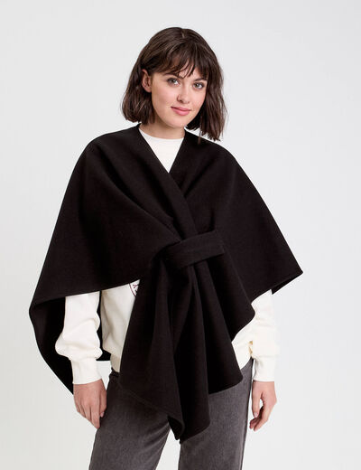 Poncho col V avec passant noir femme