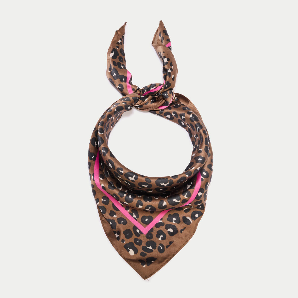 Foulard carr&eacute; satin taupe femme