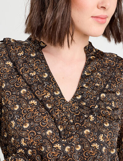 Blouse manches longues marron femme