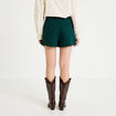 Jupe-short trap&egrave;ze courte vert fonc&eacute; femme
