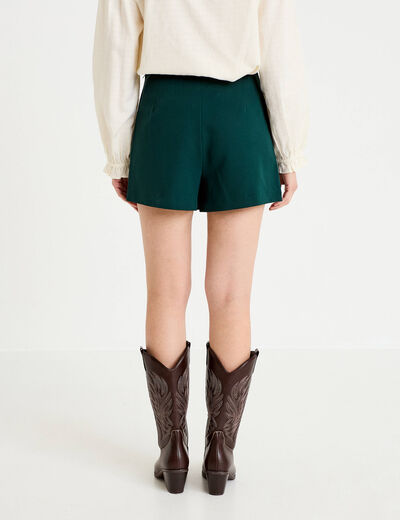 Jupe-short trap&egrave;ze courte vert fonc&eacute; femme