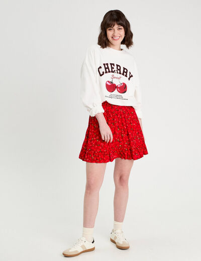 Jupe-short évasée rouge femme