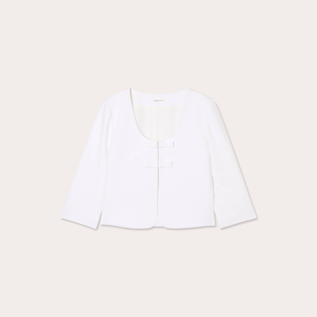 Veste courte détails noeuds blanc femme