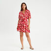 Robe chemise évasée fluide rose femme