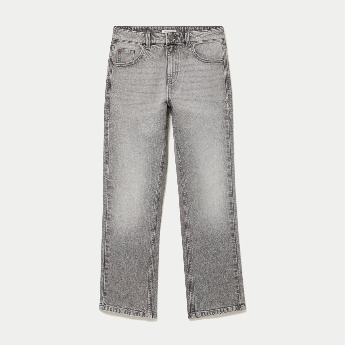 Jean droit taille standard denim gris femme