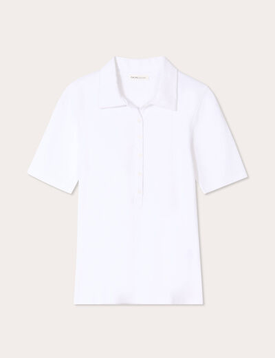 Polo manches courtes blanc femme