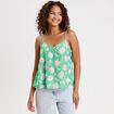 Top court col v bretelles fines vert fluo femme