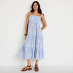 Robe longue &eacute;vas&eacute;e &agrave; fines bretelles blanc femme