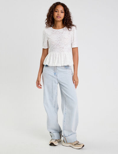 Blouse manches courtes ecru femme