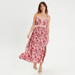 Robe longue évasée bretelles blanc femme