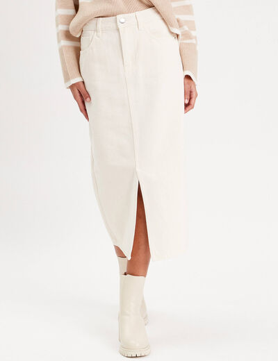 Jupe crayon taille standard ecru femme