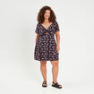 Robe évasée manches courtes noir femme