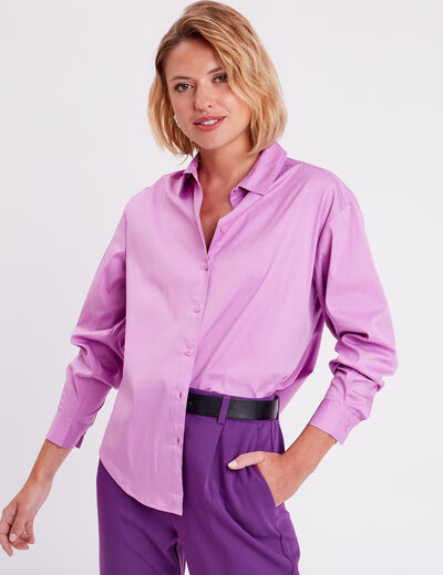 Chemise manches longues violet femme