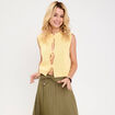Gilet sans manches col v noeuds jaune clair femme