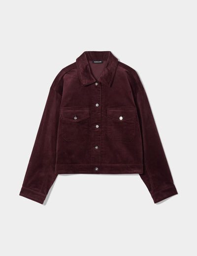 Veste velours côtelé droite marron femme