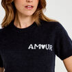 Pull ample manches courtes bleu marine femme