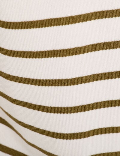 Pull manches longues col en V vert olive femme