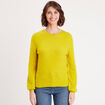 Pull avec col rond jaune or femme