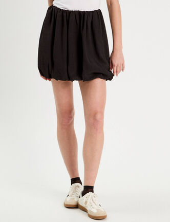Jupe évasée effet boule noir femme