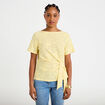 Blouse col v manches courtes jaune clair femme