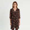 Robe évasée manches 3/4 noir femme